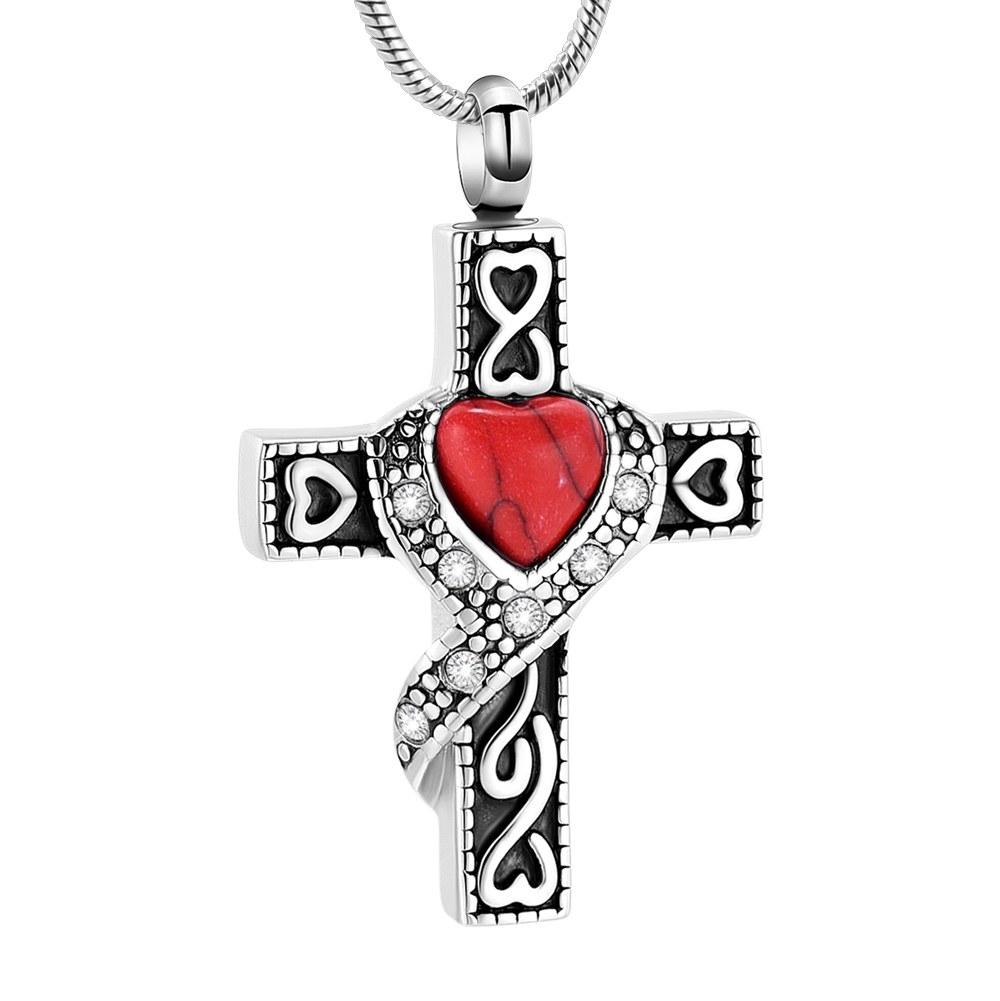 Cross Cremation Jewelry for Human / Pet Ashes Stainless Steel Ashes Urn Necklace
