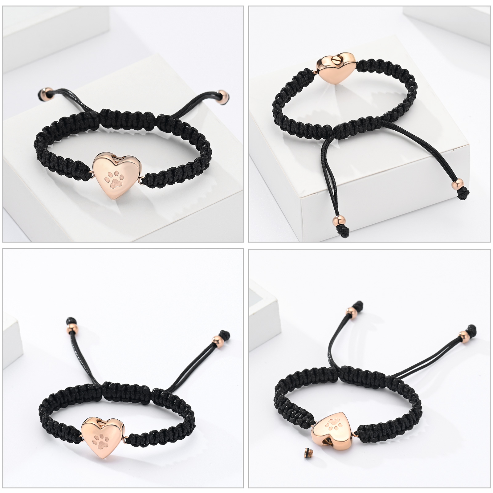 Paw Print Heart Urn Pendant Funeral Urn Bracelet for Ashes Memorial Jewelry Gift - Picture 8 of 15