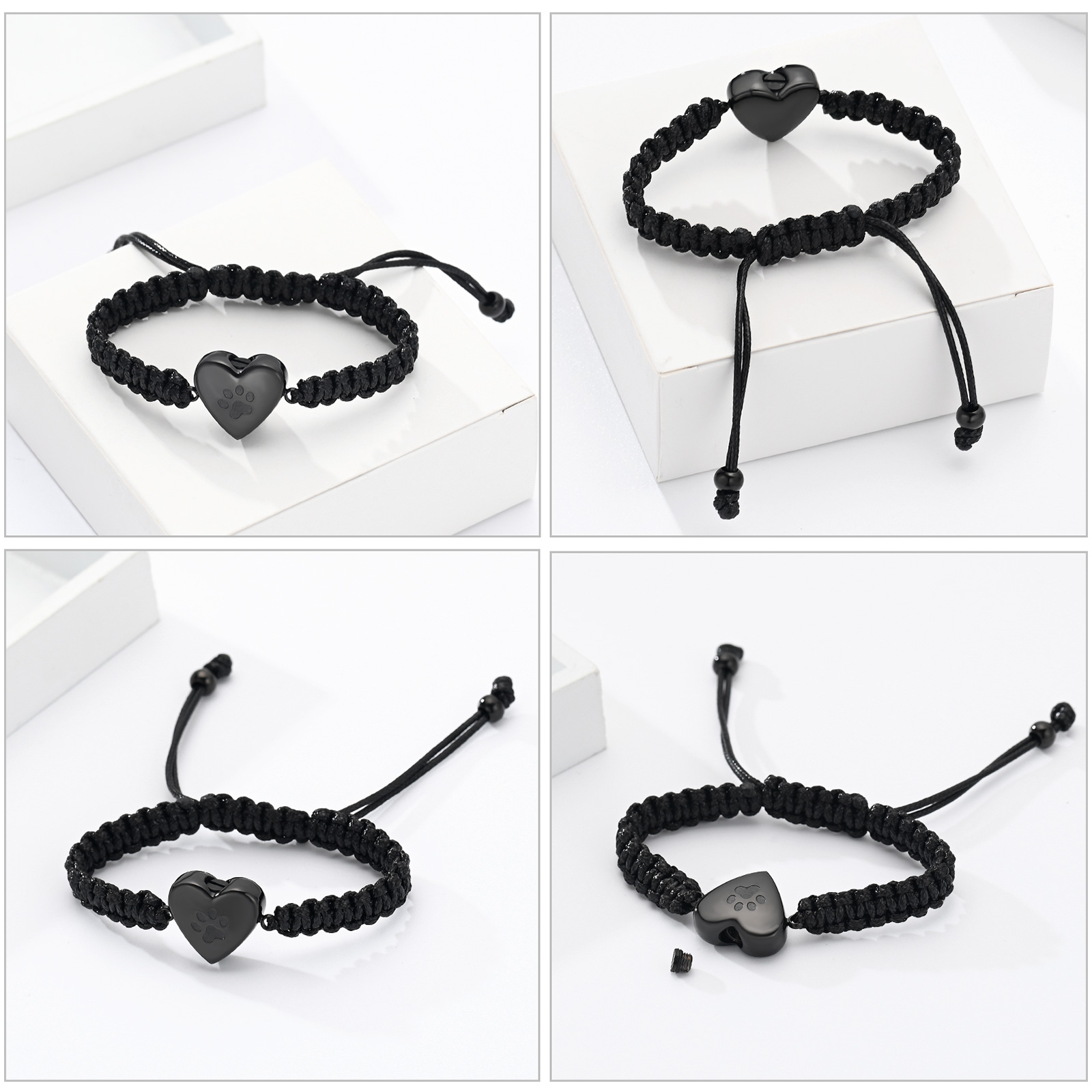 Paw Print Heart Urn Pendant Funeral Urn Bracelet for Ashes Memorial Jewelry Gift - Picture 11 of 15