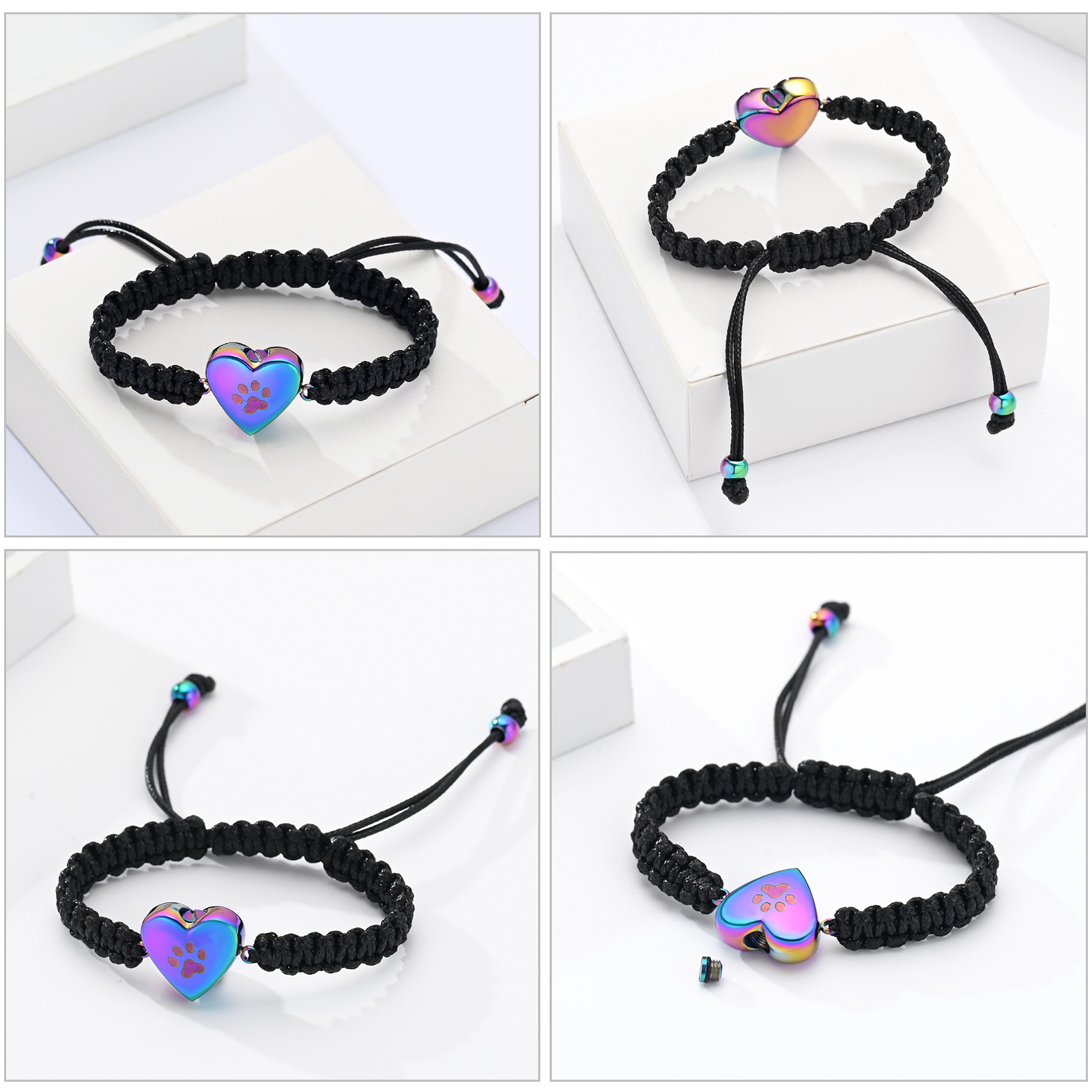Paw Print Heart Urn Pendant Funeral Urn Bracelet for Ashes Memorial Jewelry Gift - Picture 15 of 15