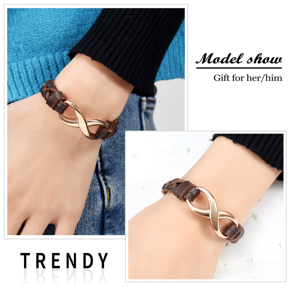 Custom Infinity Locket Cremation Ashe Jewellery Funeral Leather Braided Bracelet - Picture 20 of 25