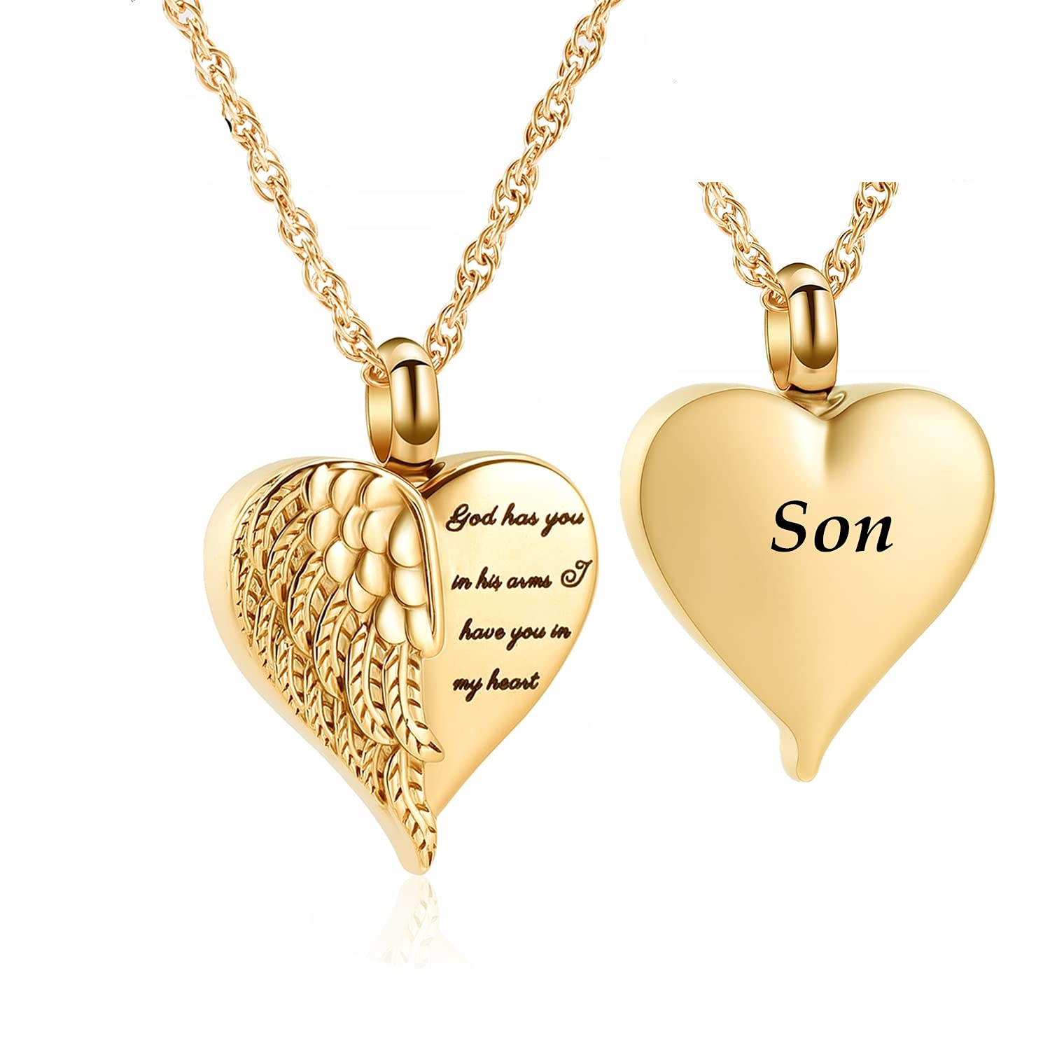 Angel Wing Heart Cremation Jewelry for Ashes Urn Necklace Lockets for Ashes Gift