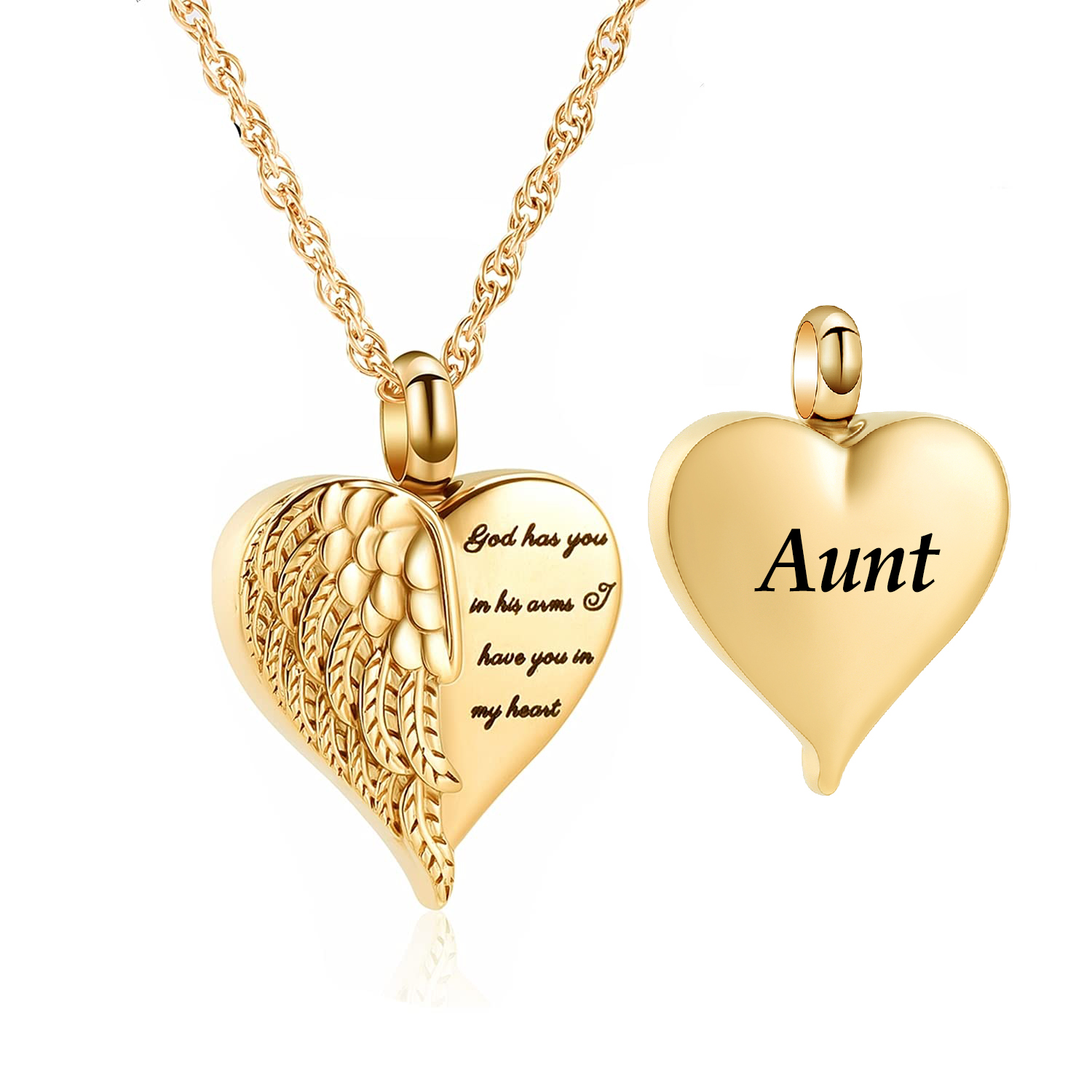 Angel Wing Heart Cremation Jewelry for Ashes Urn Necklace Lockets for Ashes Gift