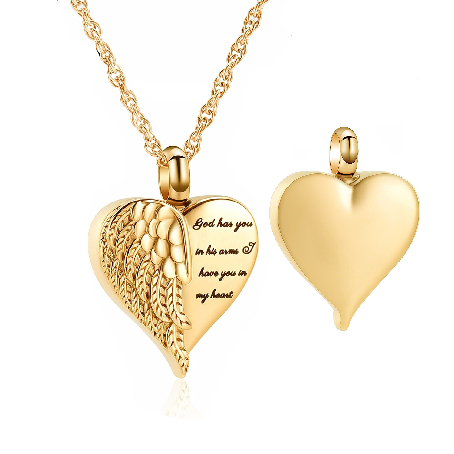 Angel Wing Heart Cremation Jewelry for Ashes Urn Necklace Lockets for Ashes Gift