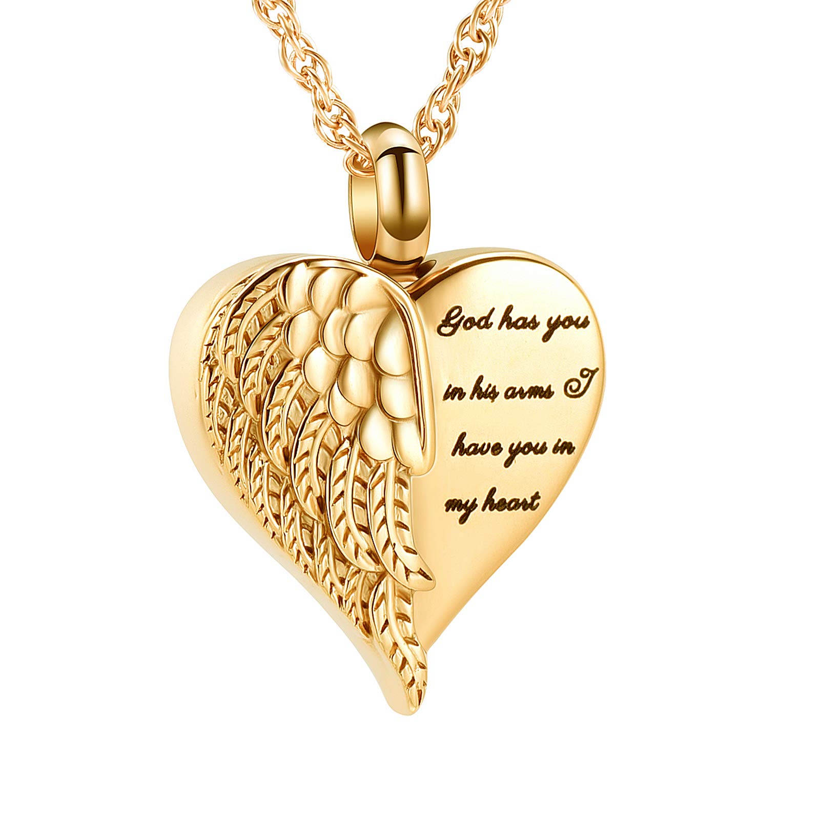 Angel Wing Heart Memorial Necklace For Cremation Ashes Jewellery Charm UK Ship