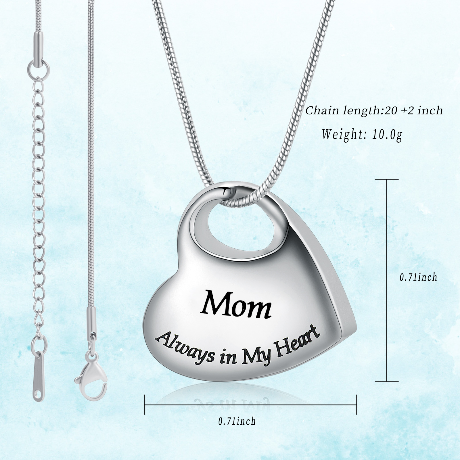 Heart Urn Necklace for Ashes Cremation Jewelry for Dad Mom Brother Ash Necklace - Picture 13 of 23