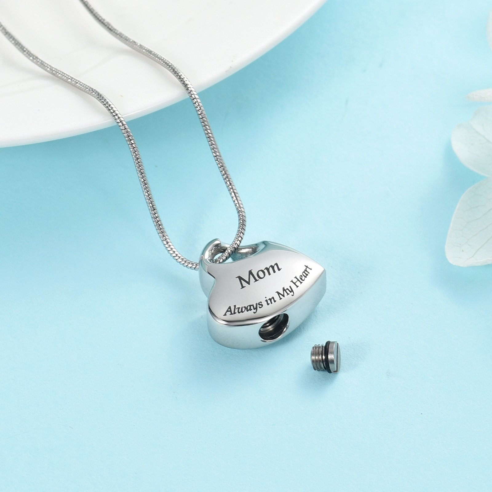 Heart Urn Necklace for Ashes Cremation Jewelry for Dad Mom Brother Ash Necklace - Picture 17 of 23