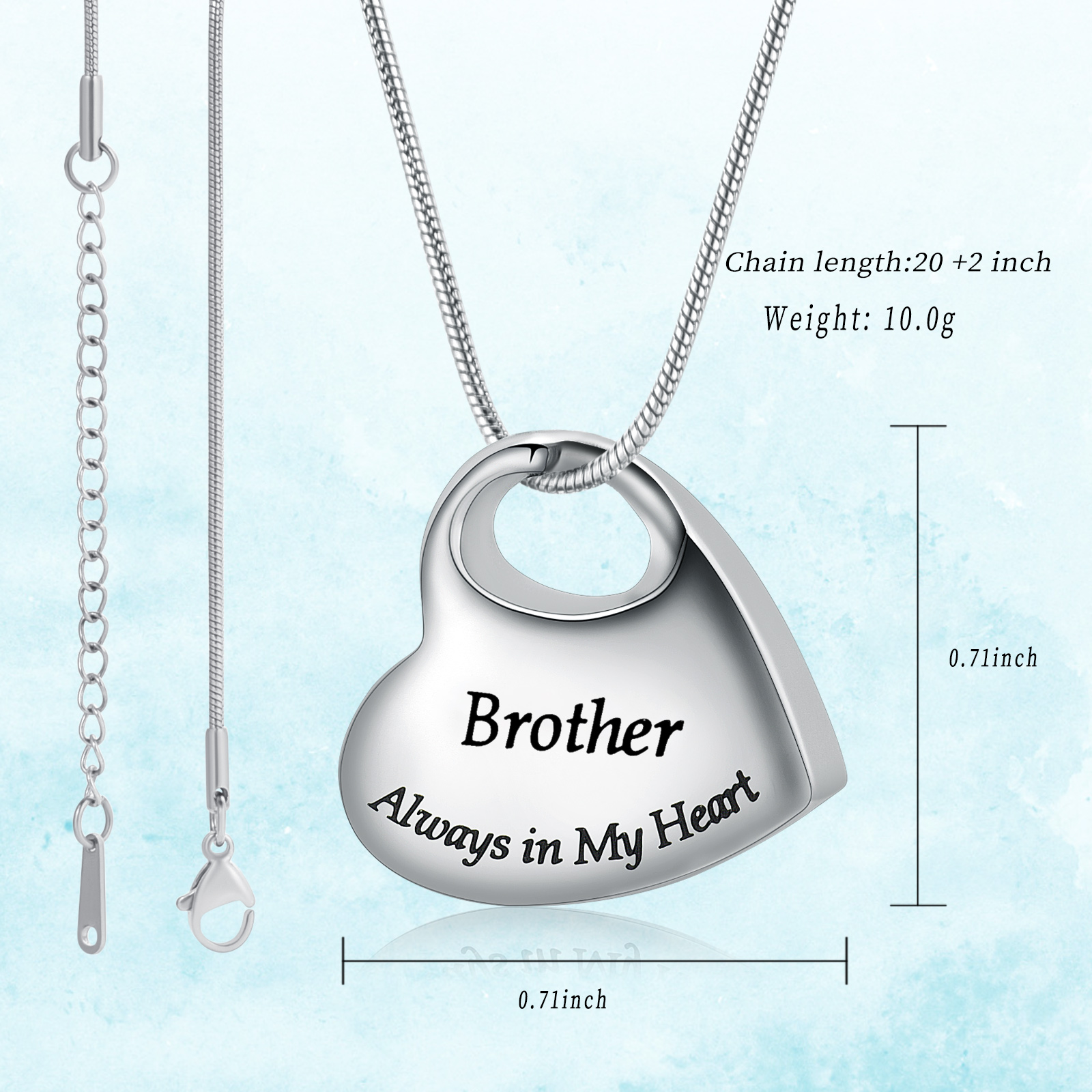 Heart Urn Necklace for Ashes Cremation Jewelry for Dad Mom Brother Ash Necklace - Picture 19 of 23