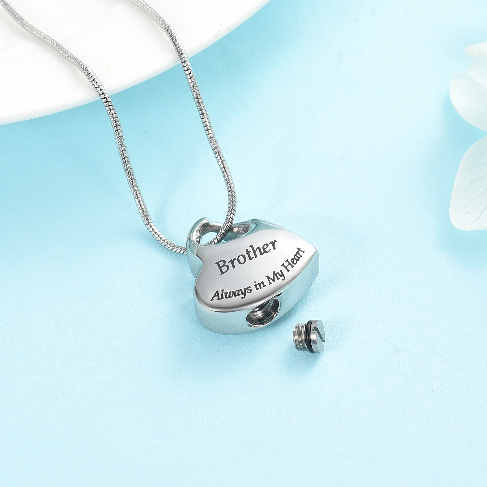 Heart Urn Necklace for Ashes Cremation Jewelry for Dad Mom Brother Ash Necklace - Picture 23 of 23