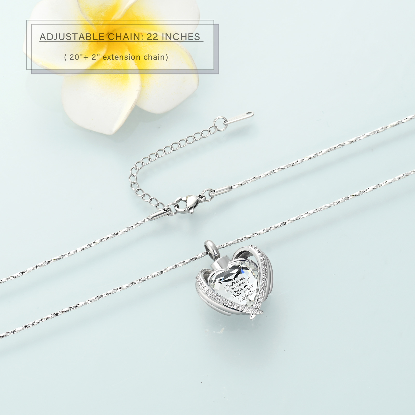 Angel Wings Cremation Jewelry for Ashes Pendant - Crystal Heart Ash Urn Necklace - Picture 16 of 50