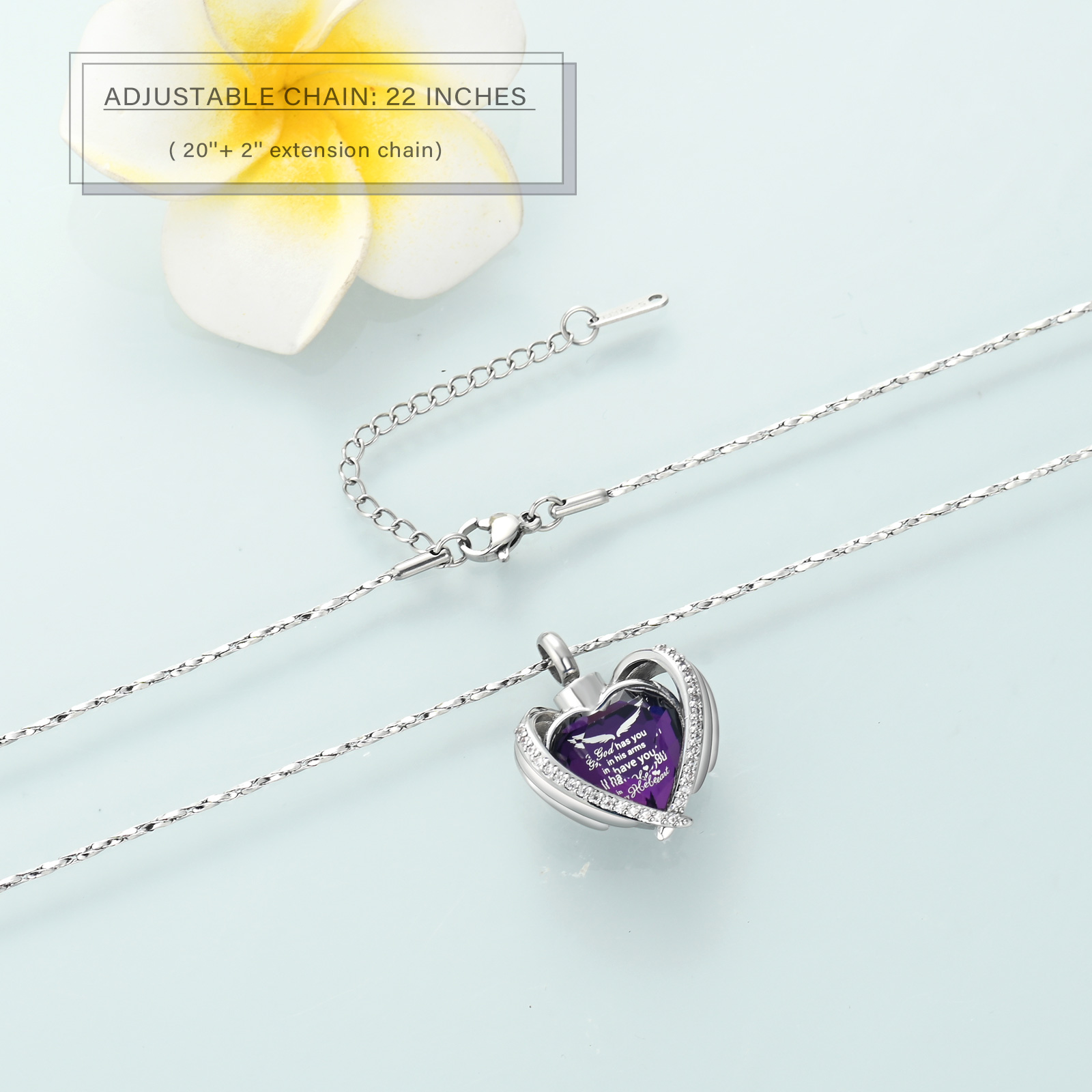 Angel Wings Cremation Jewelry for Ashes Pendant - Crystal Heart Ash Urn Necklace - Picture 23 of 50