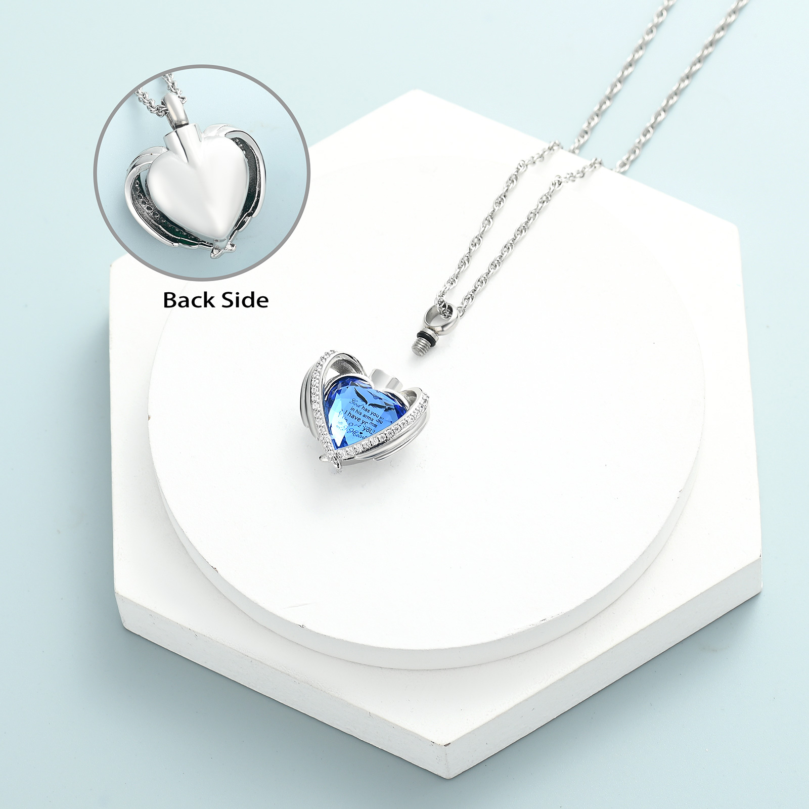 Angel Wings Cremation Jewelry for Ashes Pendant - Crystal Heart Ash Urn Necklace - Picture 27 of 50