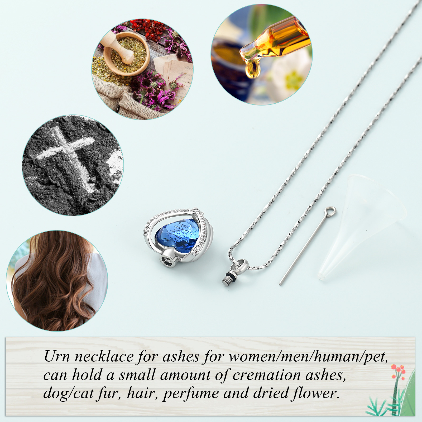Angel Wings Cremation Jewelry for Ashes Pendant - Crystal Heart Ash Urn Necklace - Picture 29 of 50