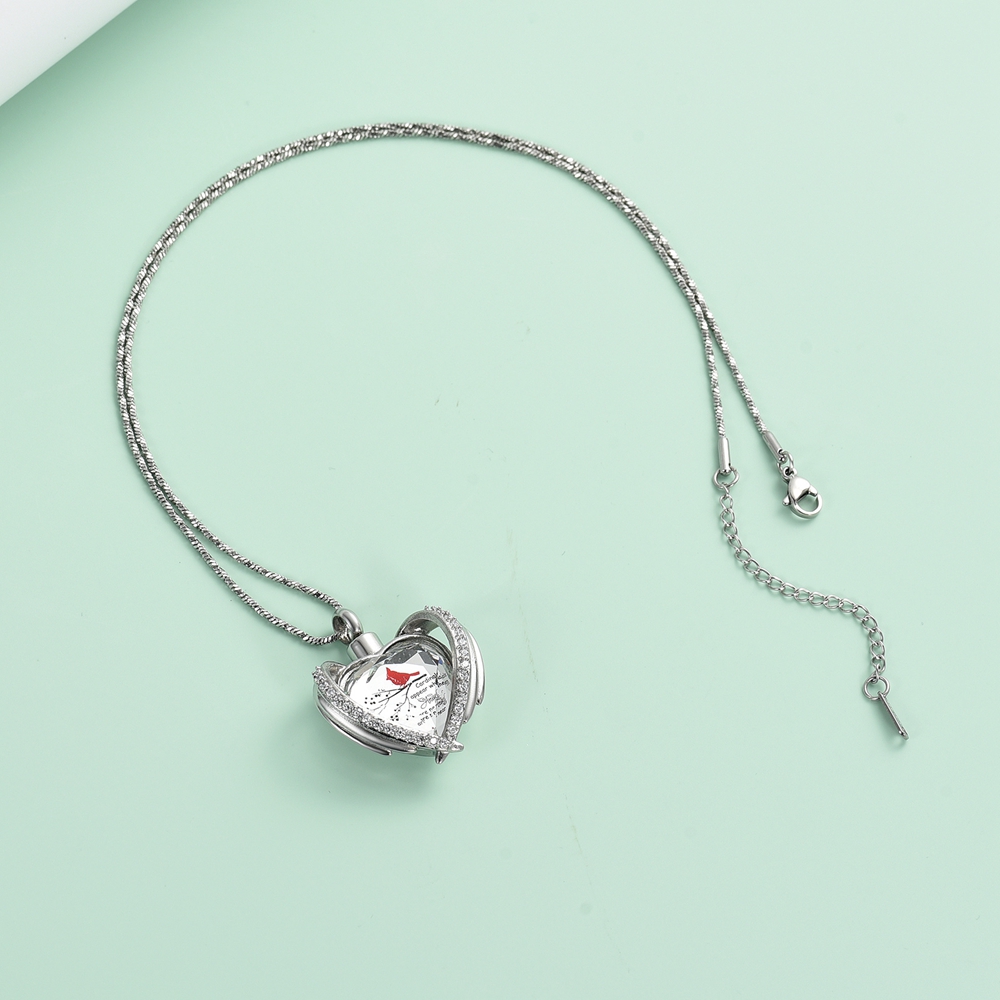 Angel Wings Cremation Jewelry for Ashes Pendant - Crystal Heart Ash Urn Necklace - Picture 35 of 50