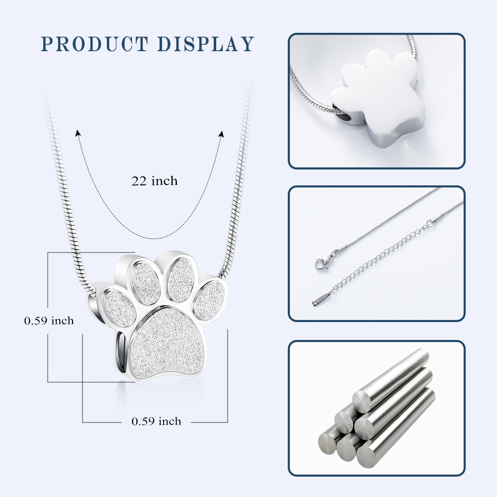 Paw Print Urn Necklace for Ashes Cremation Jewelry Urn Necklace Keepsake Jewelry - Picture 14 of 35