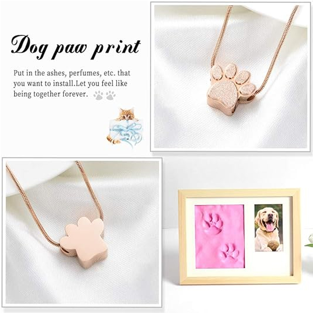 Paw Print Urn Necklace for Ashes Cremation Jewelry Urn Necklace Keepsake Jewelry - Picture 31 of 35