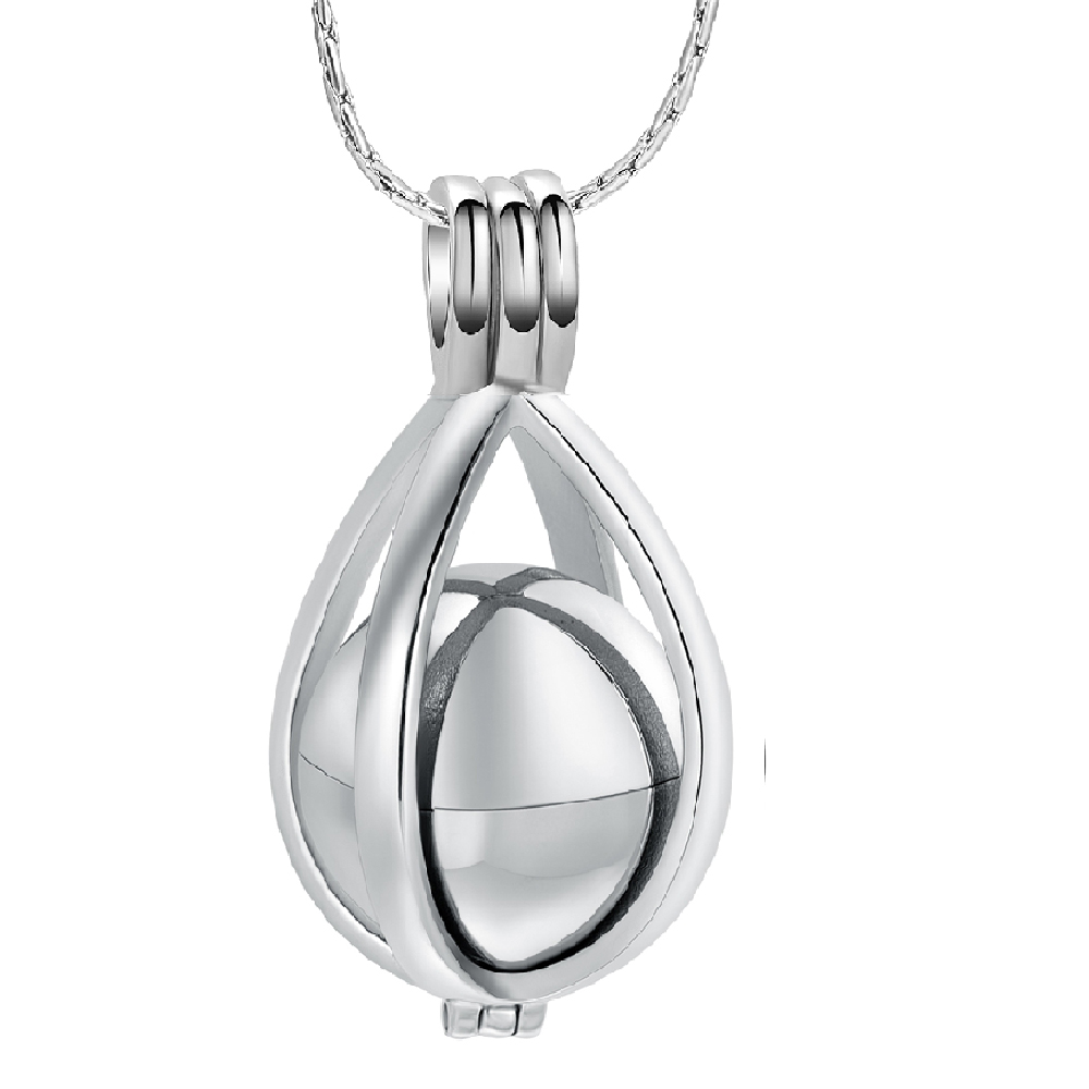 Teardrop Ball Urn Pendant Cremation Jewelry for Ashes Keepsake Memory Necklace
