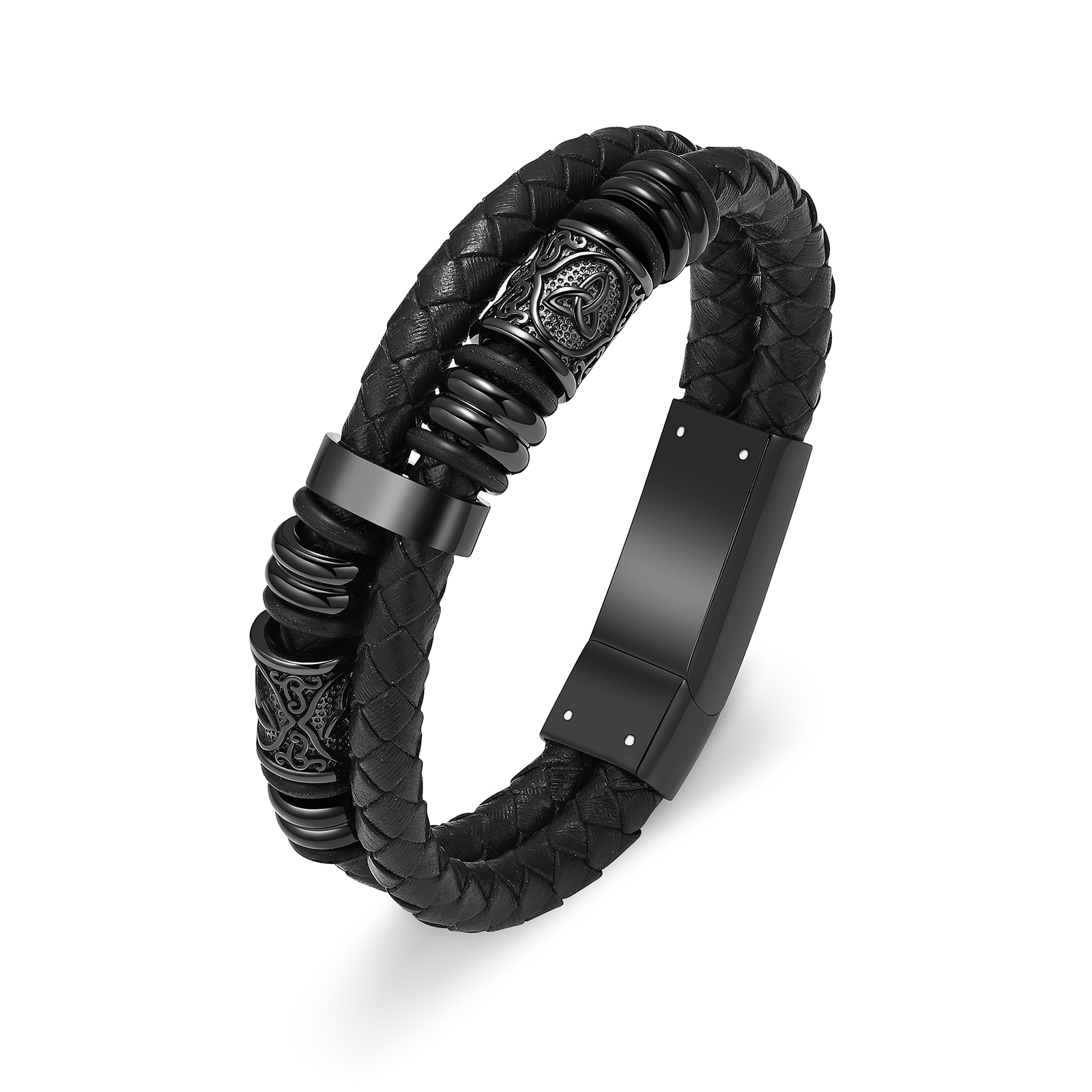 Vintage Love Infinity Double Layer Leather Braided Funeral Urn Bracelet for Ashe