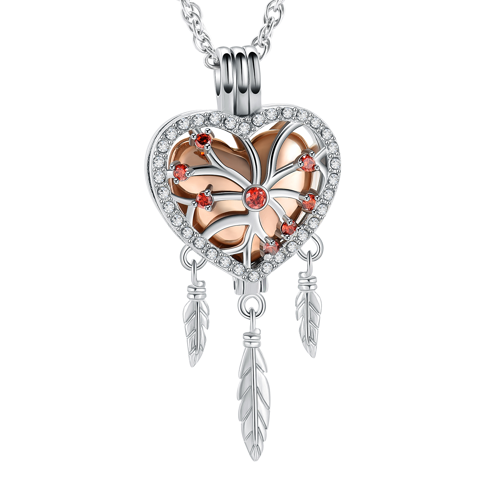 Dreamcather Heart Urn Pendant Memory Necklace for Ashes Memorial Jewelry Gift