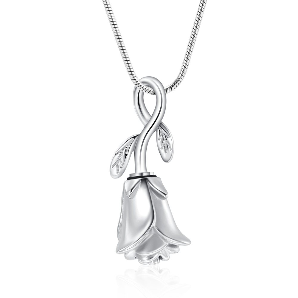 Women Elegant Rose Flower Necklace for Ashes of Loved Jewelry for Ashes Pendant
