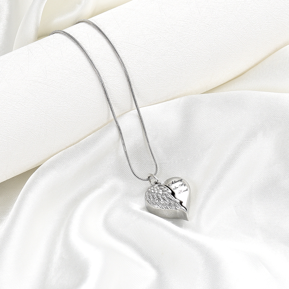 Angel Wing Heart Urn Necklace for Ashes Memorial Keepsake Pendant for Mum / Dad - Picture 23 of 39