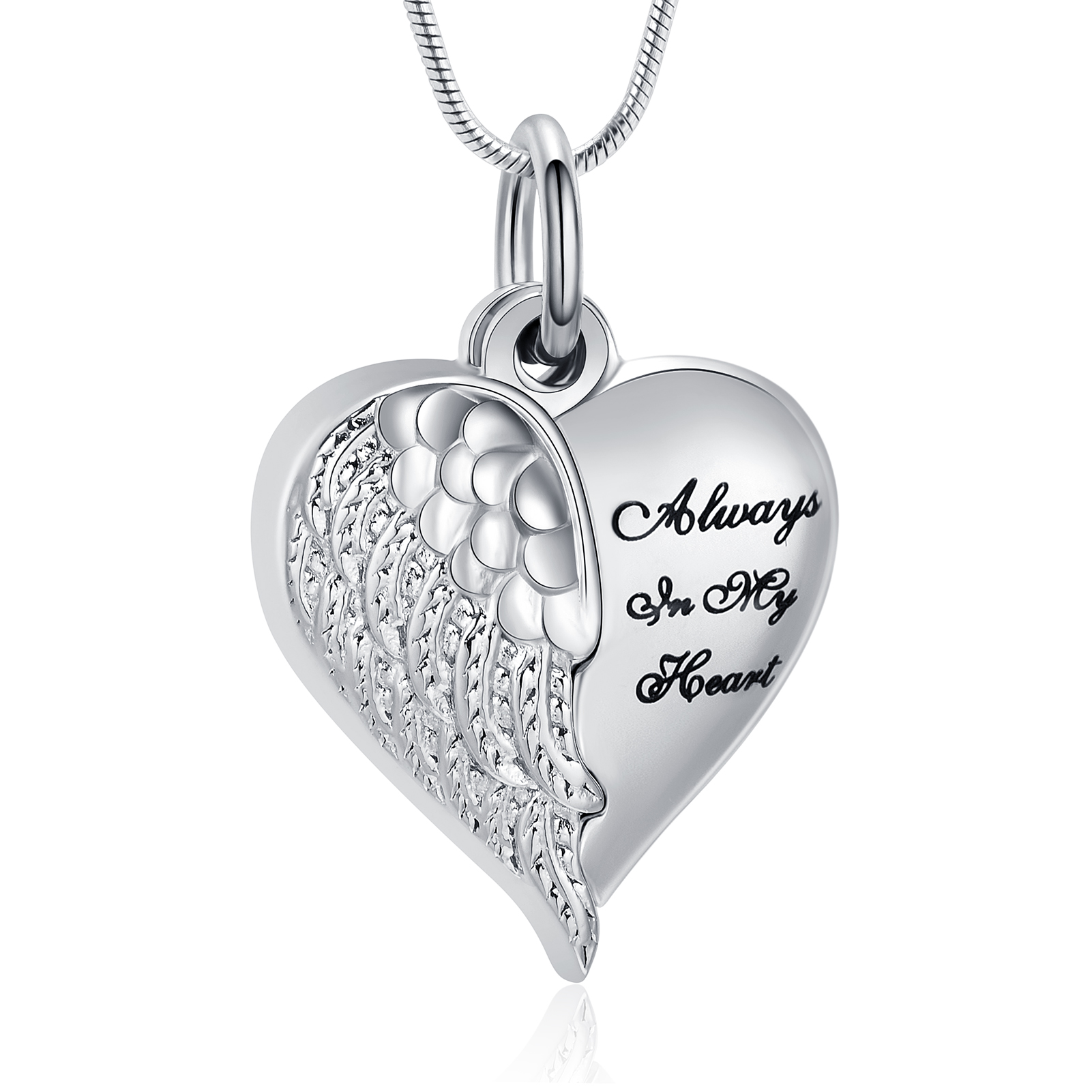 Angel Wing Heart Urn Necklace for Ashes Memorial Keepsake Pendant for Mum / Dad - Picture 24 of 39