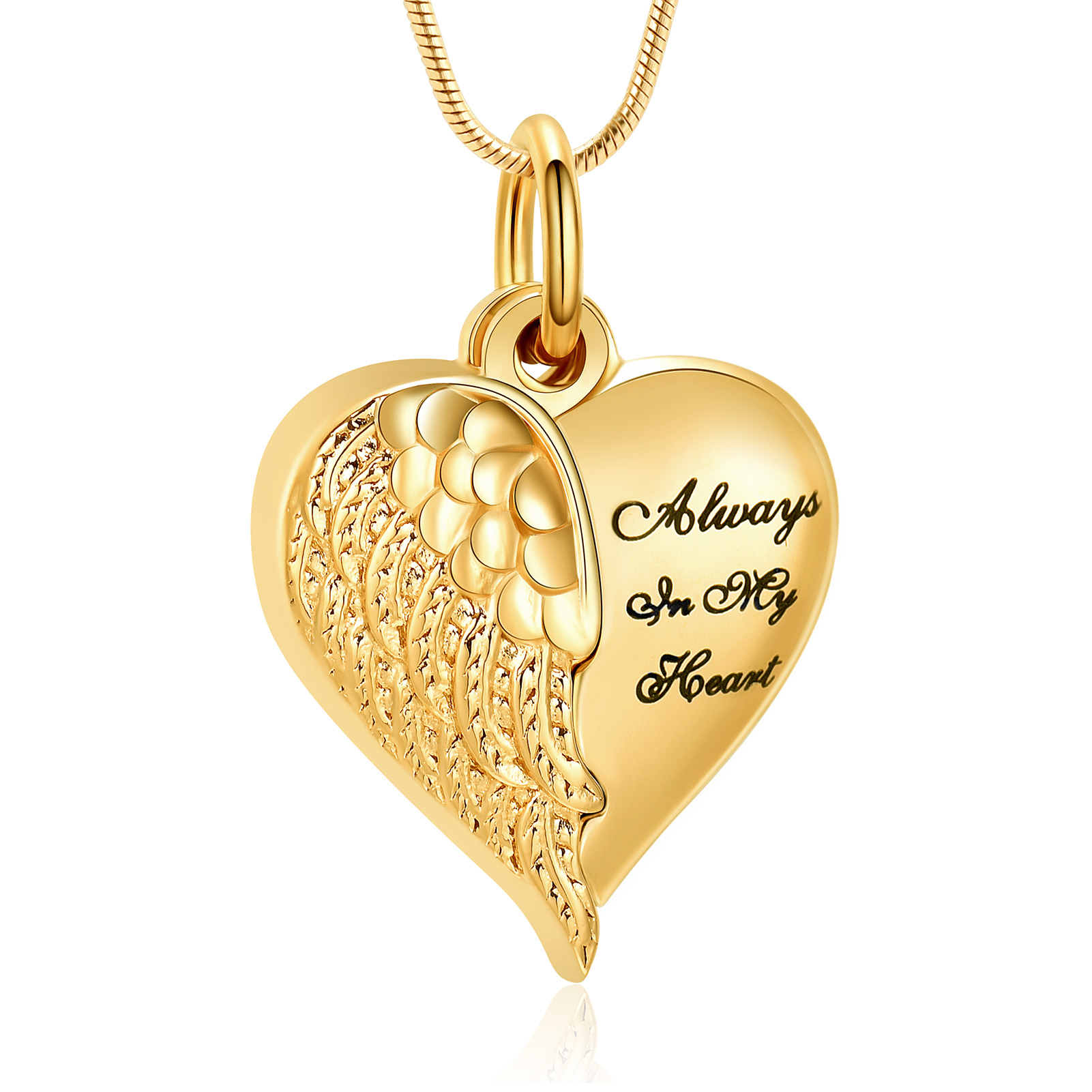 Angel Wing Heart Urn Necklace for Ashes Memorial Keepsake Pendant for Mum / Dad - Picture 30 of 39