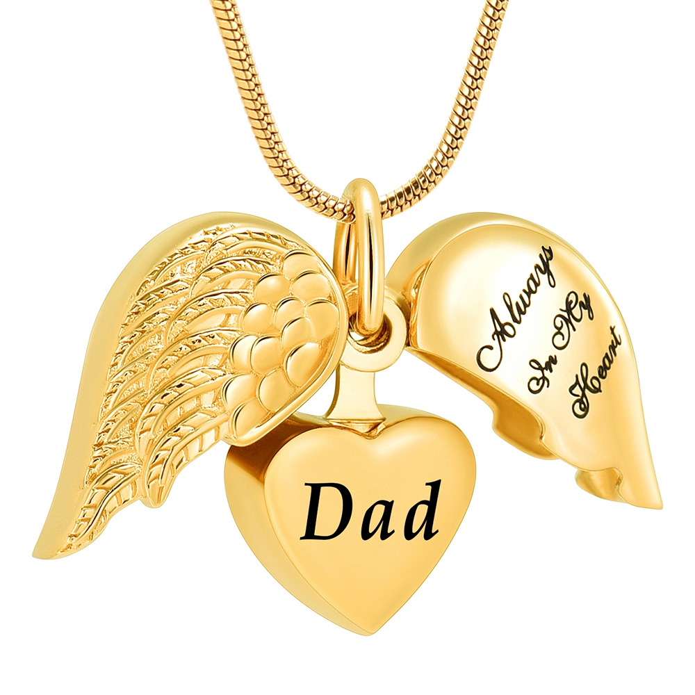 Angel Wing Heart Urn Necklace for Ashes Memorial Keepsake Pendant for Mum / Dad - Picture 31 of 39