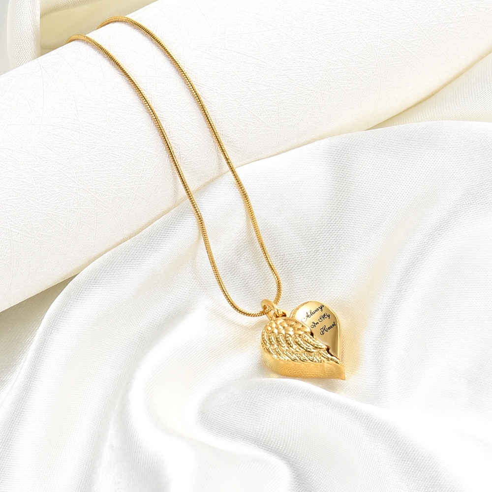 Angel Wing Heart Urn Necklace for Ashes Memorial Keepsake Pendant for Mum / Dad - Picture 36 of 39