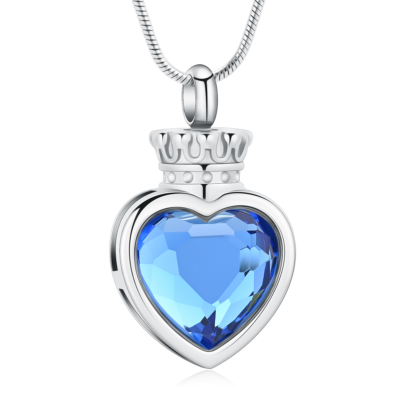 Crystal Cremation Jewelry for Ashes Crown Heart Memorial Urn Necklace Pendant
