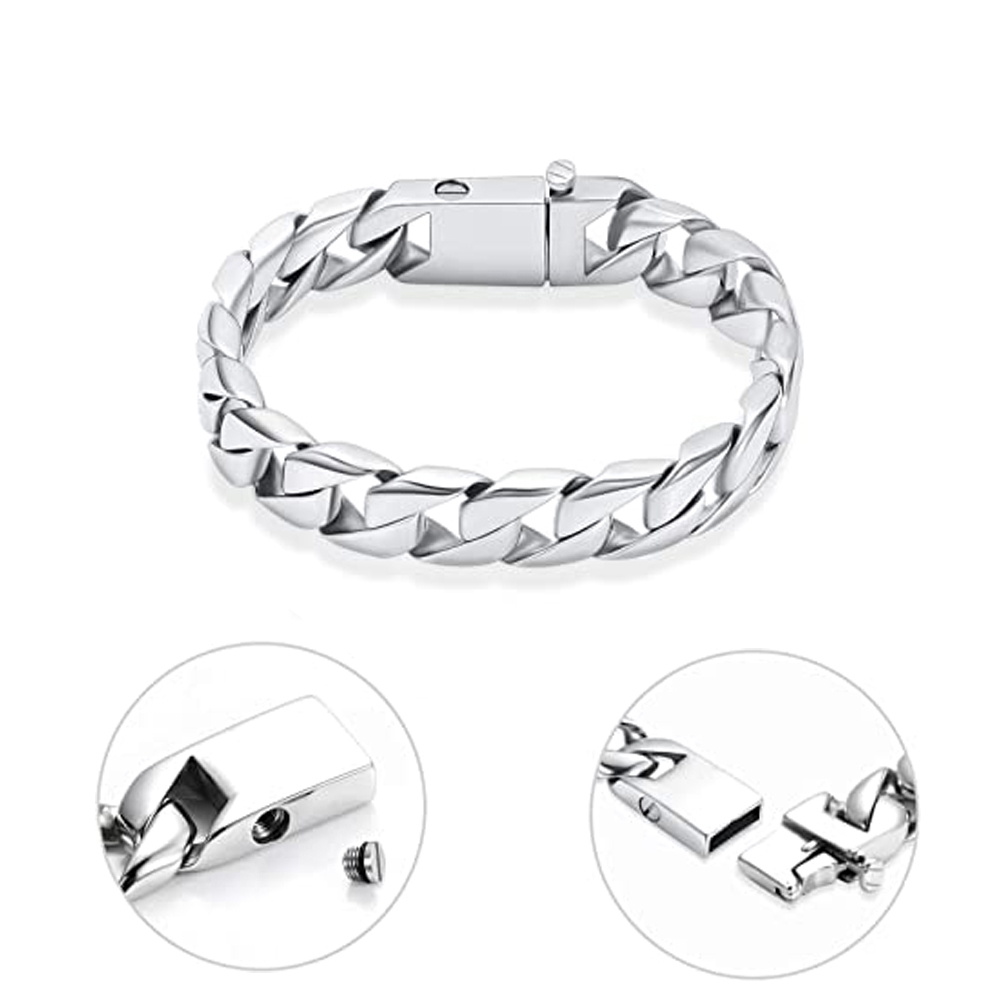Stainless Steel Chain Link Cuban Bangle Funeral Urns Bracelet for Cremation Ashe