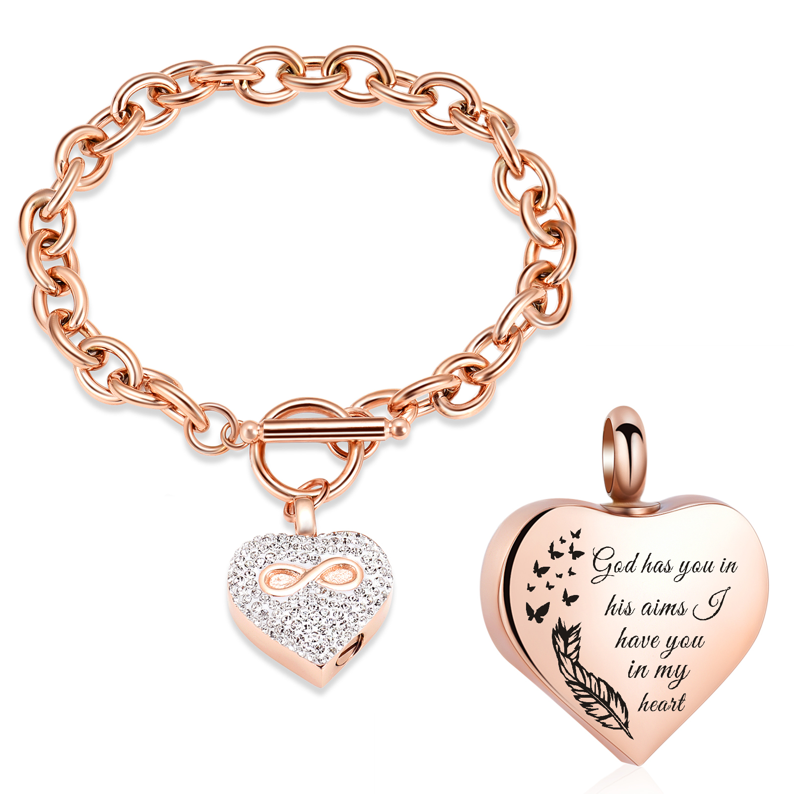 20cm Pattern Print Heart Funeral Urns Bracelet Cremation Ashes Memorial Jewelry