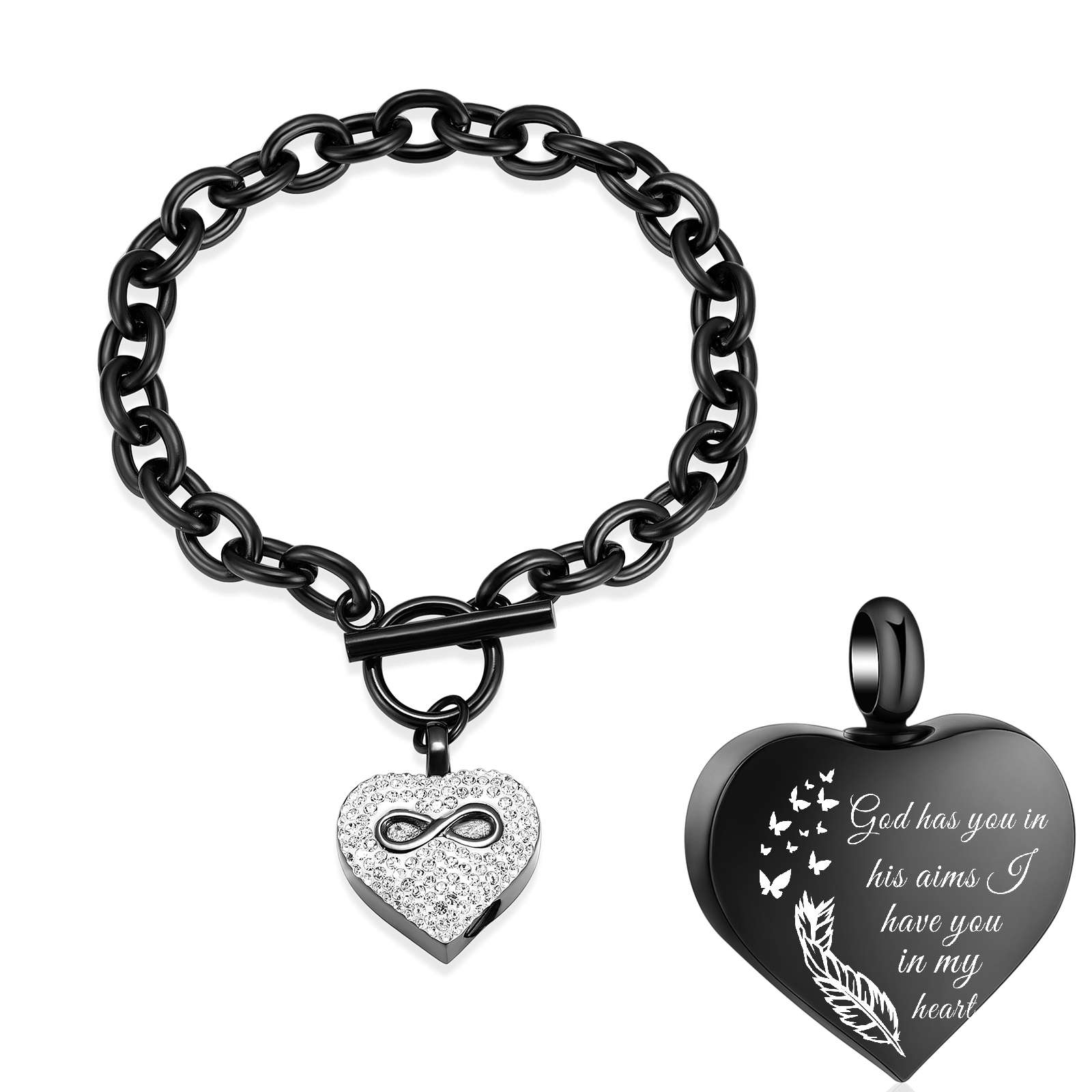 20cm Pattern Print Heart Funeral Urns Bracelet Cremation Ashes Memorial Jewelry