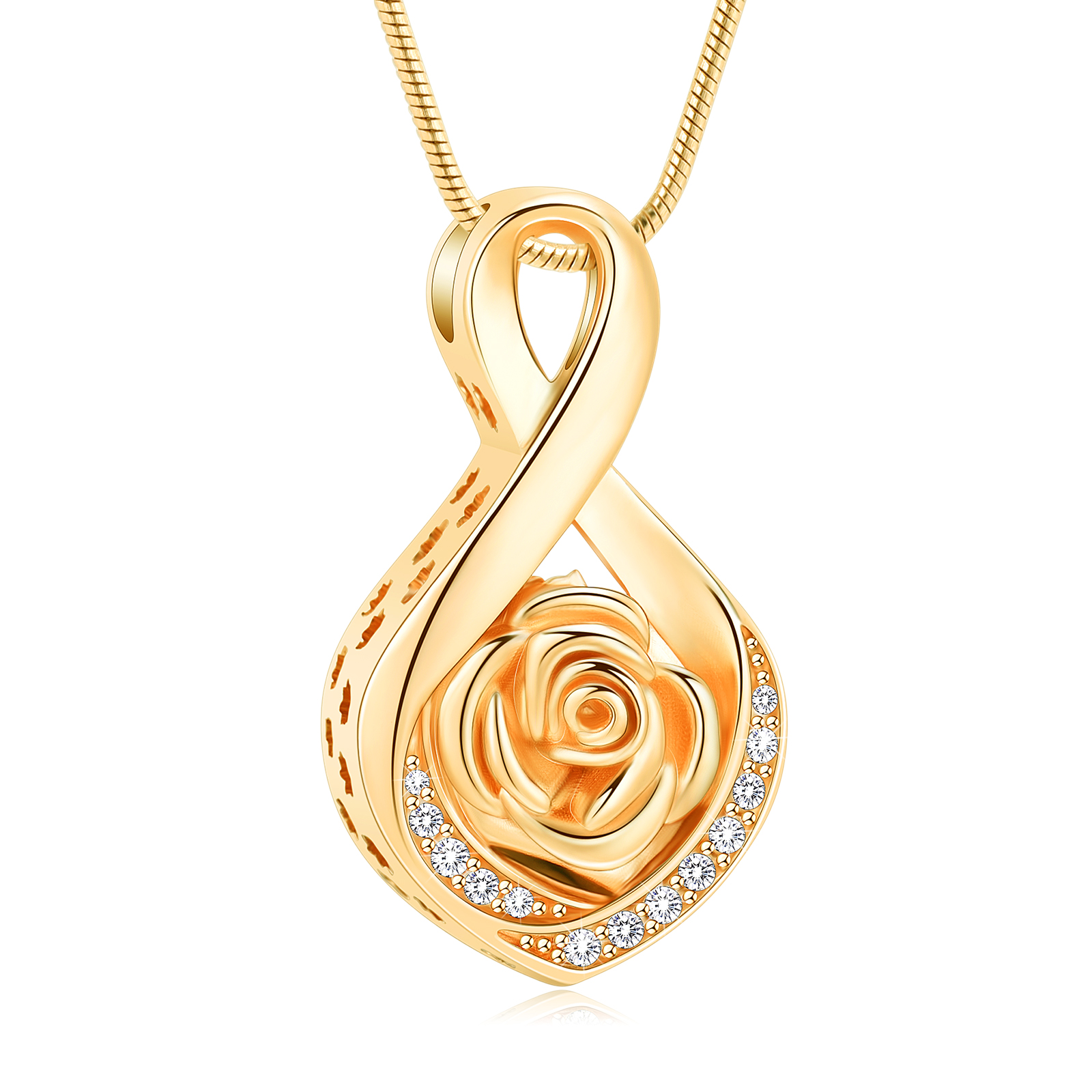 Infinity Memorial Necklace For Ashes Keepsake Rose Flower Cremation Jewellery - Picture 4 of 6