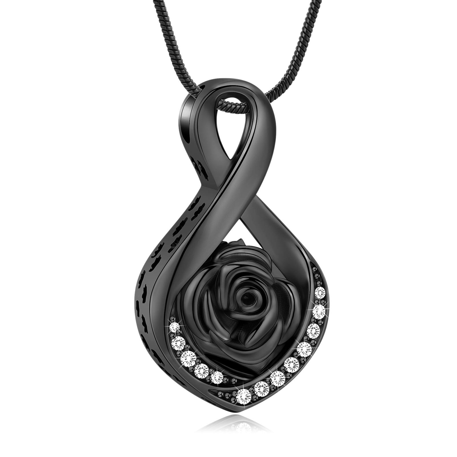 Infinity Memorial Necklace For Ashes Keepsake Rose Flower Cremation Jewellery - Picture 6 of 6