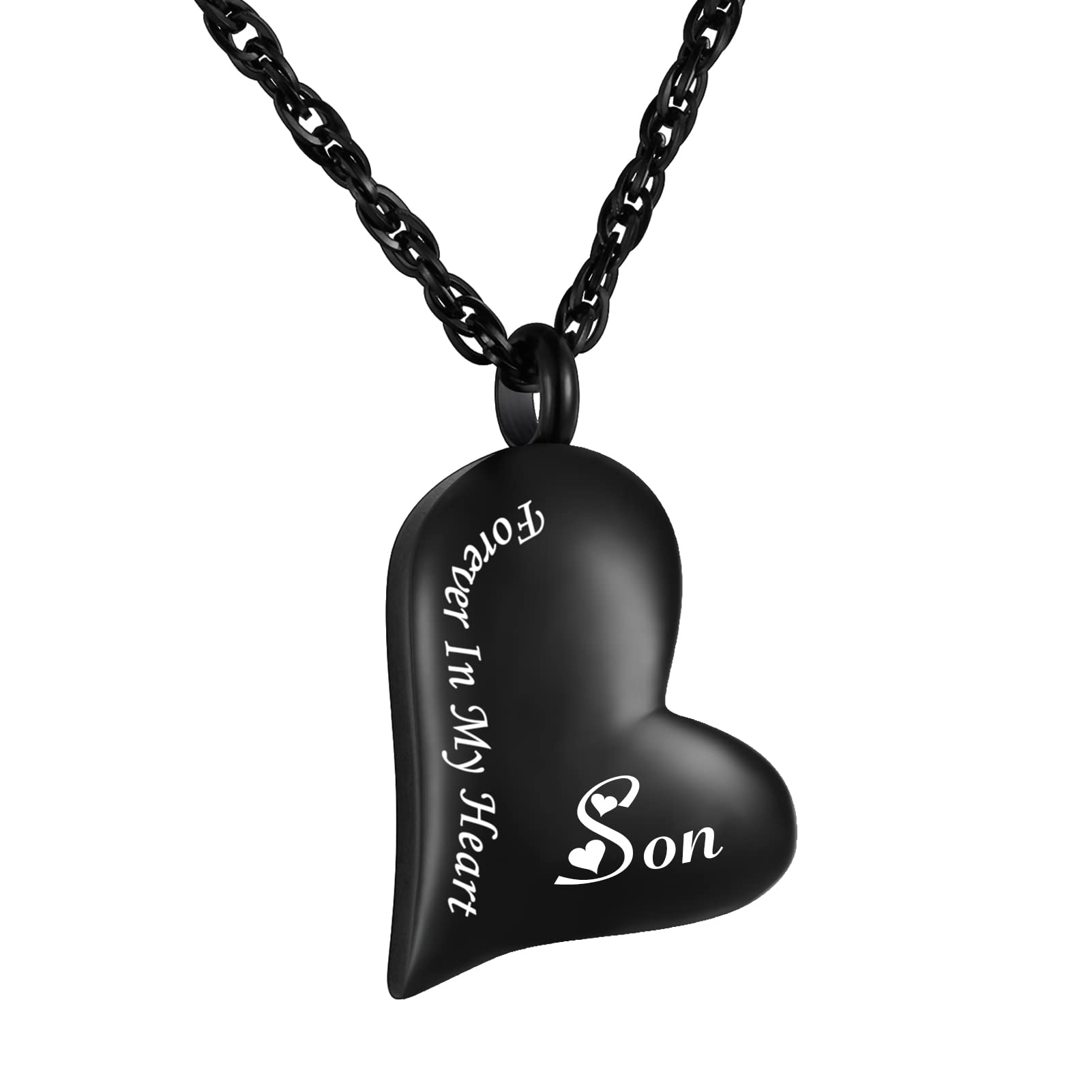 Black Heart Urn Pendant Family Member Memorial Necklace for Cremation Ashes Gift