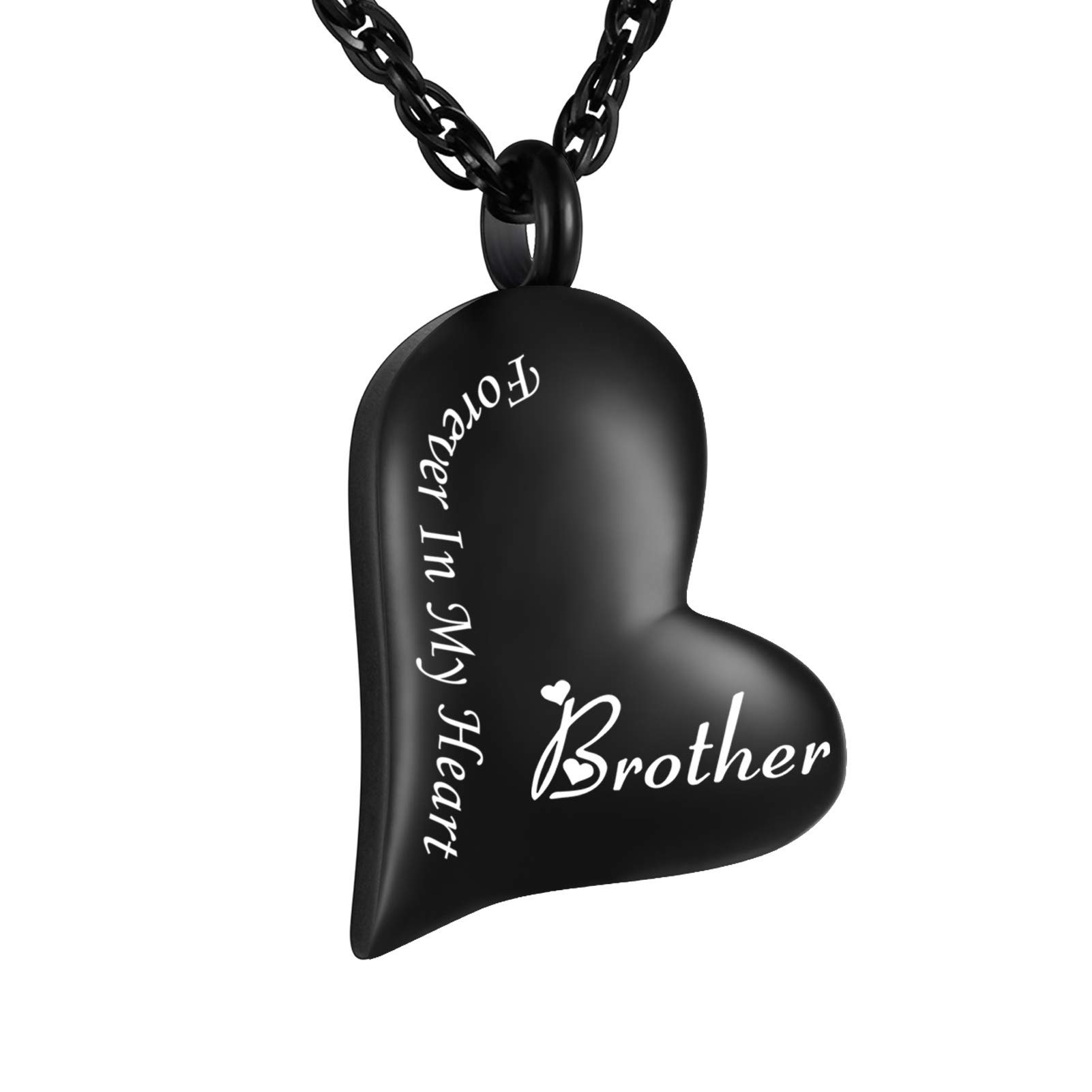 Black Heart Urn Pendant Family Member Memorial Necklace for Cremation Ashes Gift