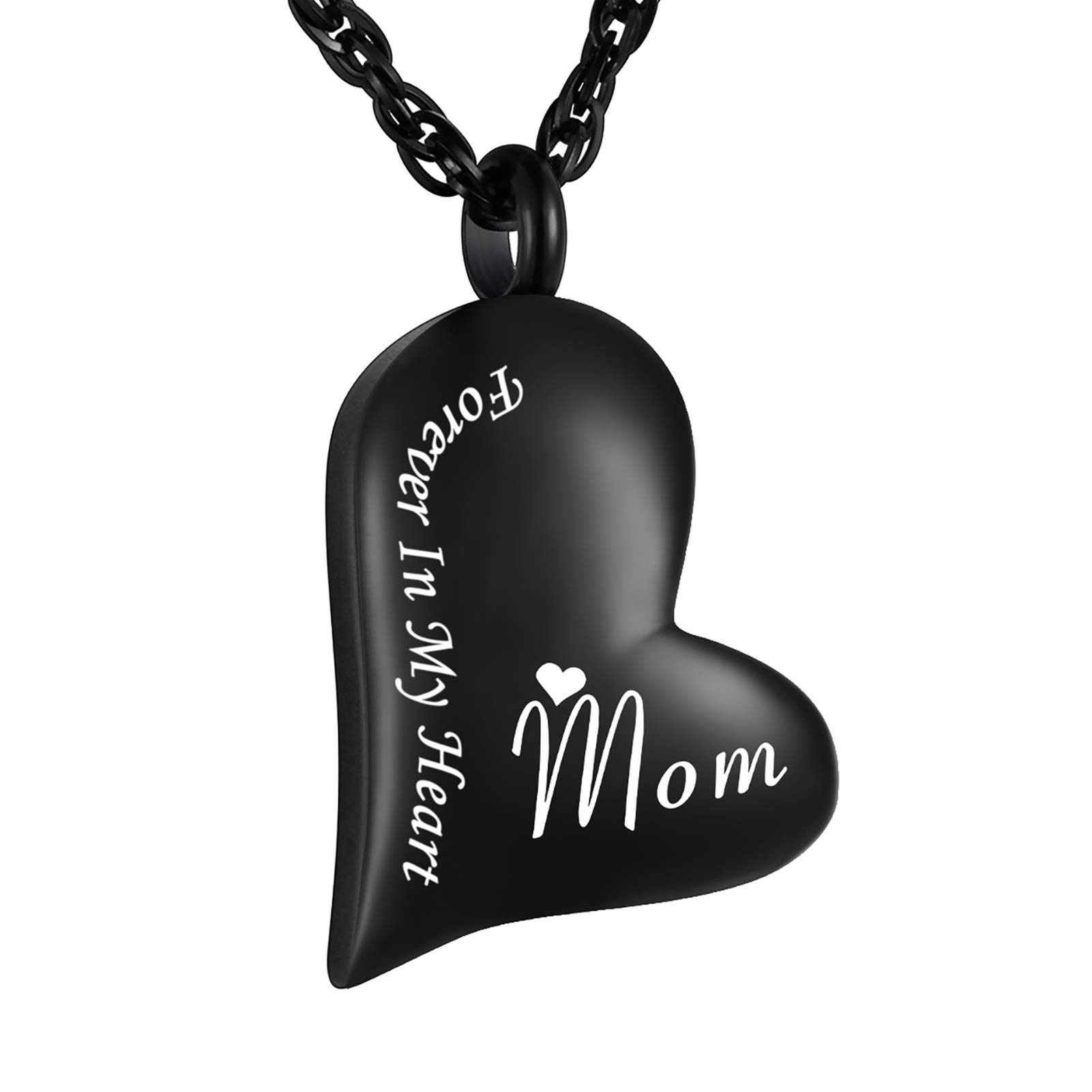 Black Heart Urn Pendant Family Member Memorial Necklace for Cremation Ashes Gift