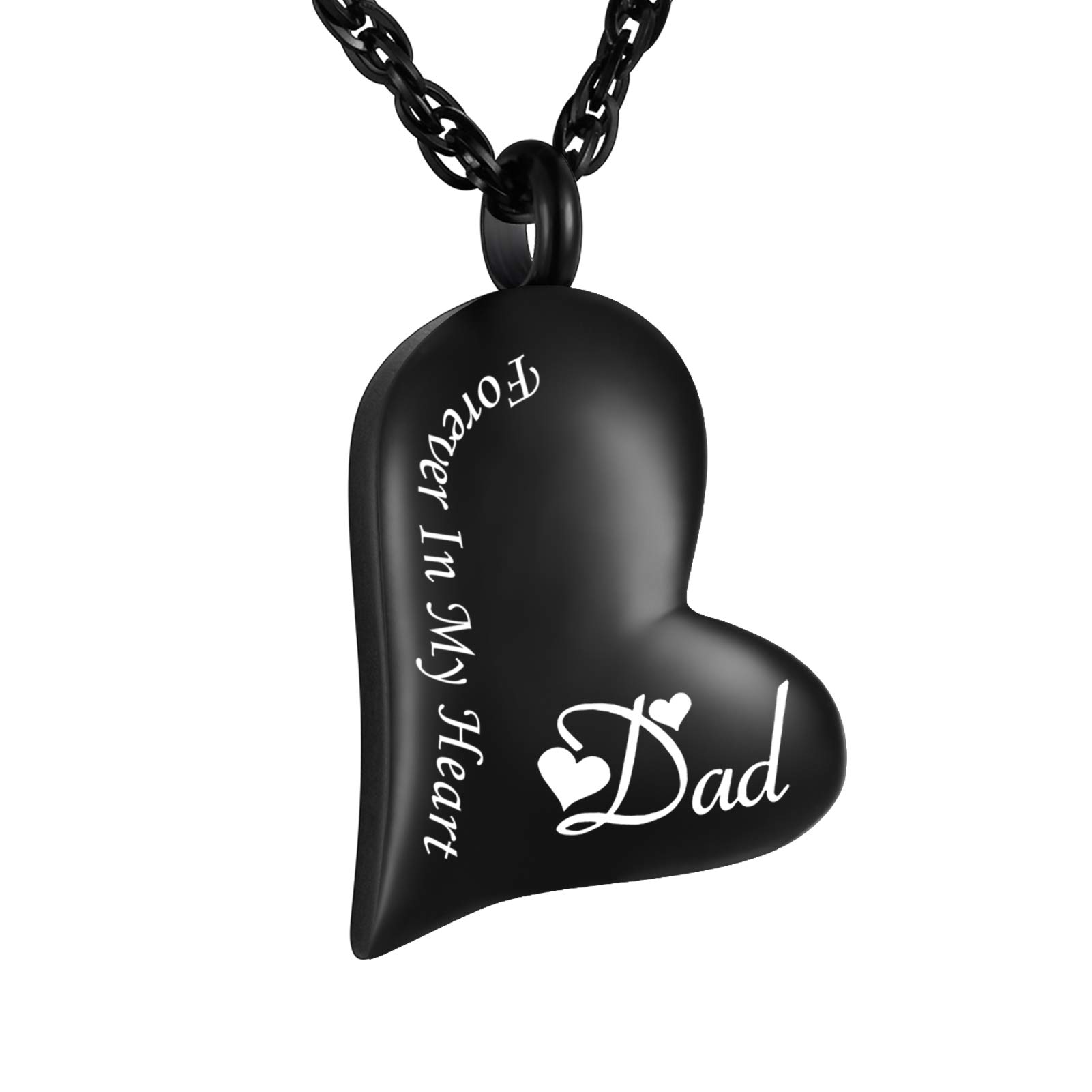 Black Heart Urn Pendant Family Member Memorial Necklace for Cremation Ashes Gift