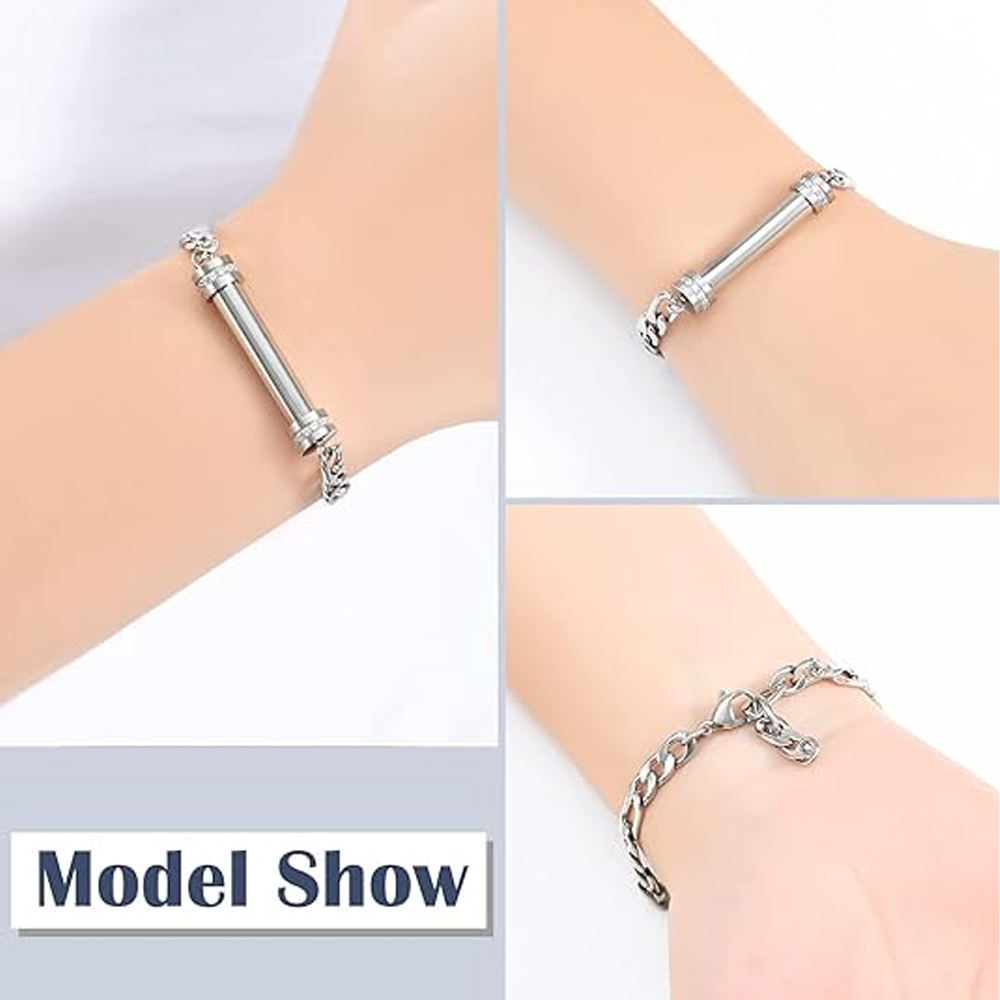 Cylinder Cremation Urn Bracelet for Ashes Premium Grade Memorial Keepsake Bangle - Picture 14 of 37