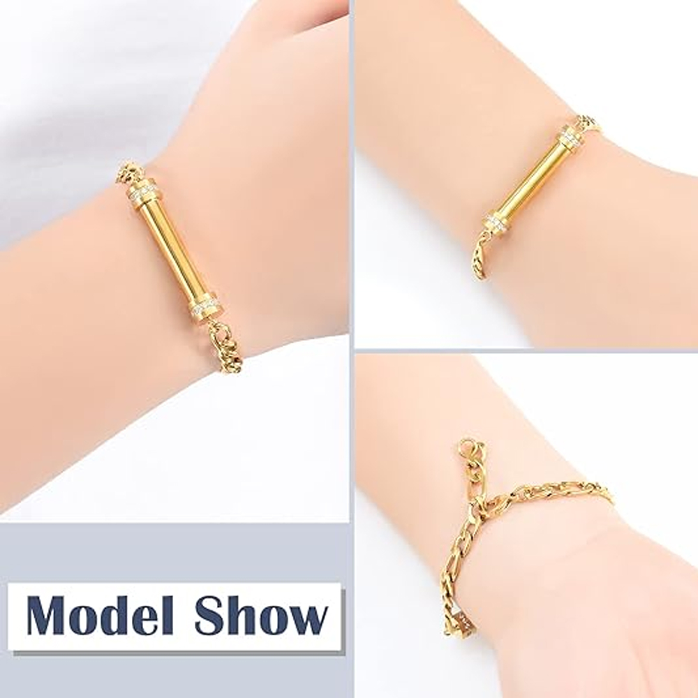 Cylinder Cremation Urn Bracelet for Ashes Premium Grade Memorial Keepsake Bangle - Picture 25 of 37