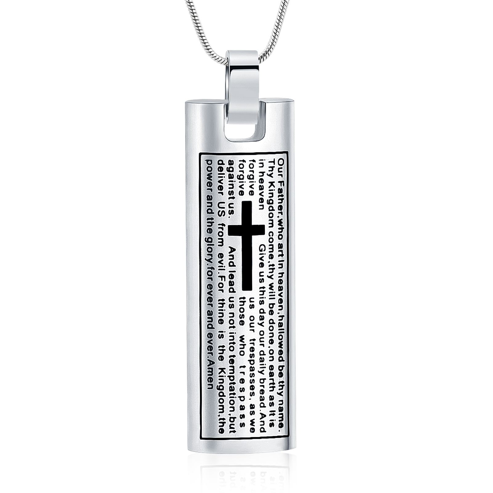 Personalized Cross / Paw Urn Necklace Dog Tag Cremation Pendant Ash Urn Necklace