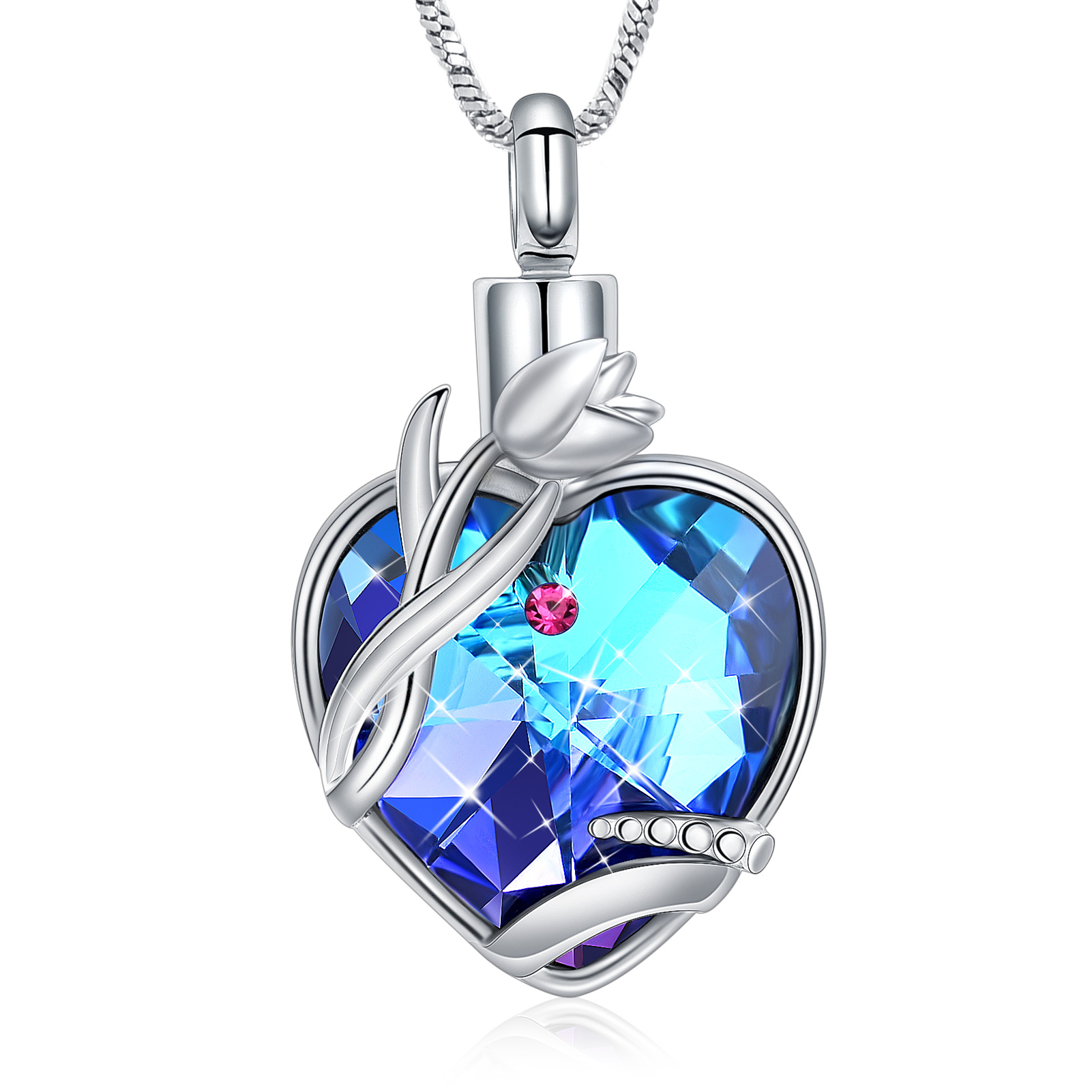Urn Necklace Ashes Tulip Cremation Jewelry Crystal Lover Memorial Urns Necklace