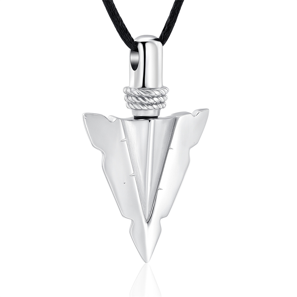 Urn Necklace for Men Arrowhead Cremation Ash Jewelry Memorial Locket Urn Pendant
