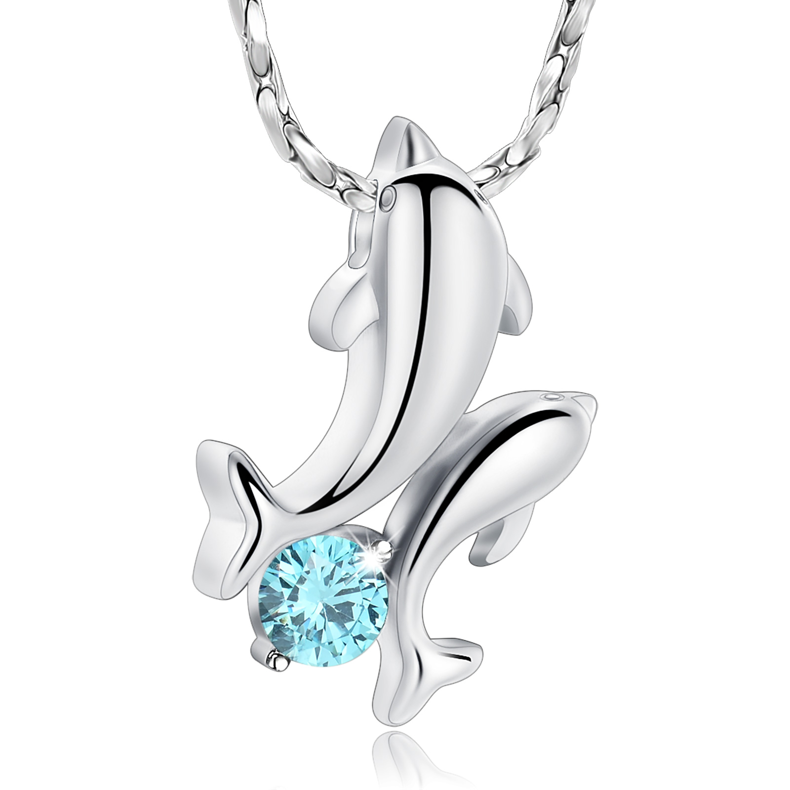 Dolphin Gifts for Women Crystal Beach Theme Urn Necklace for Ashes Urn Pendant