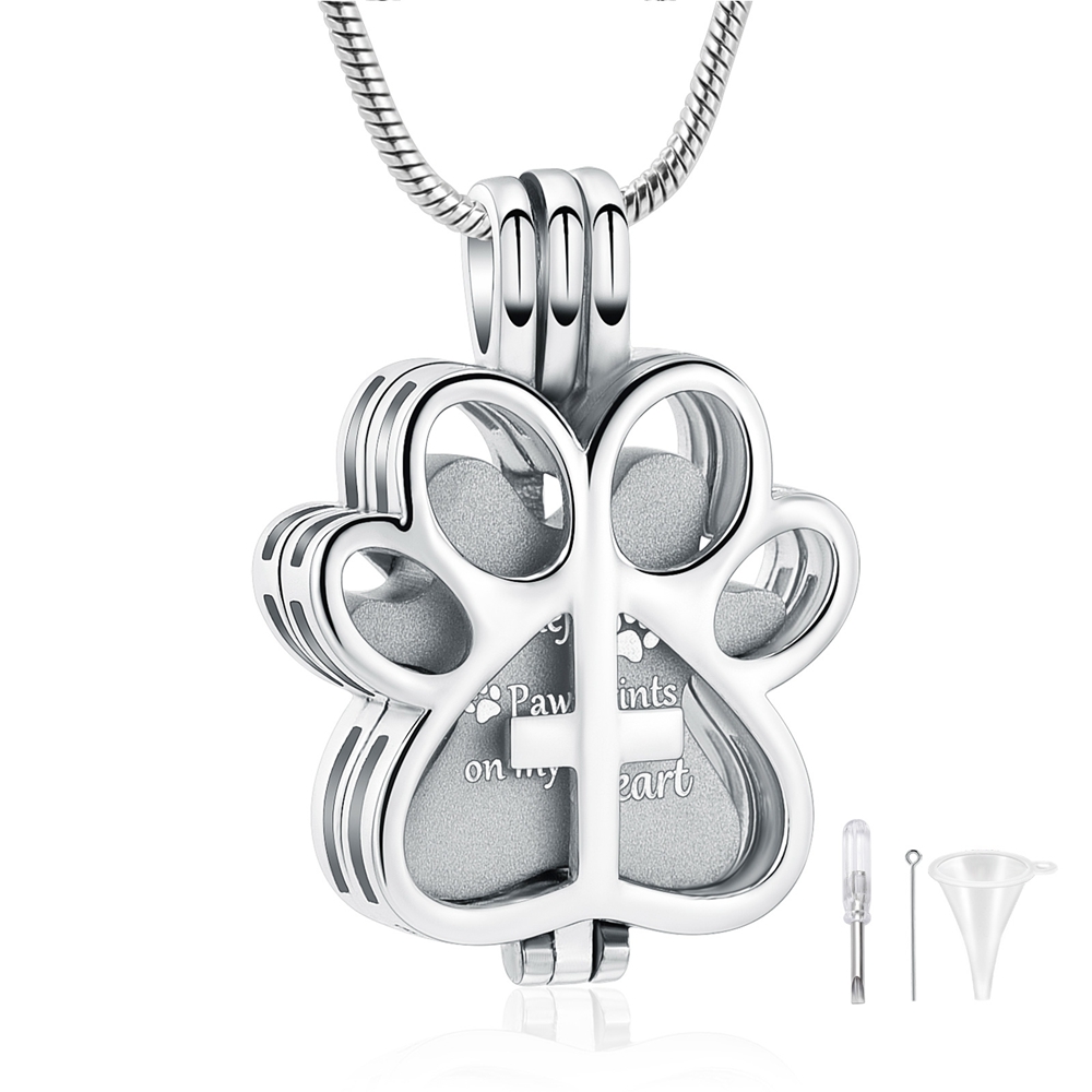 Paw Print Cremation Jewelry for Ashes Urn Pendant Keepsake Memorial Urn Necklace