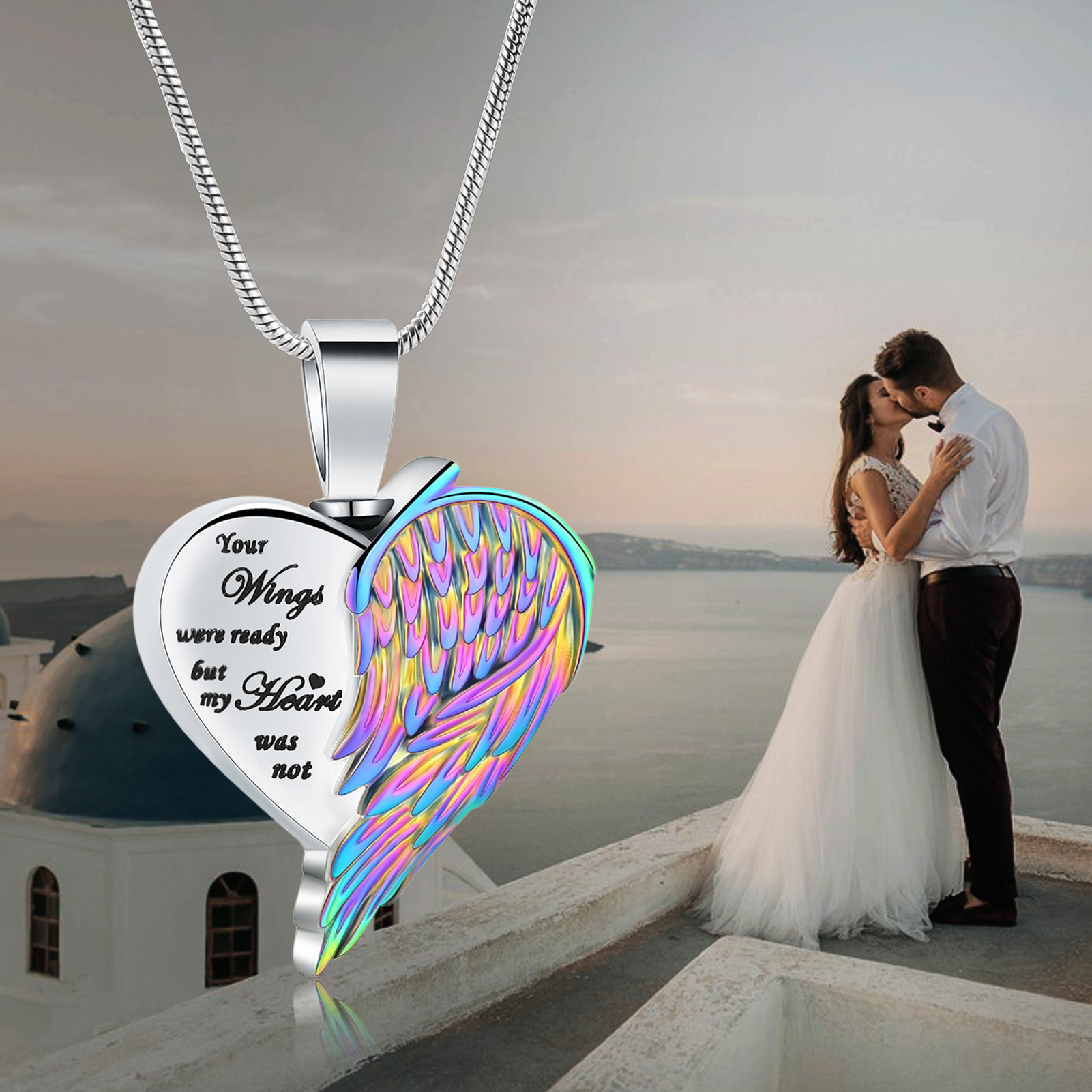 Angel Wings Urn Necklace For Ashes For Women Cremation Necklace Urn Ash 
