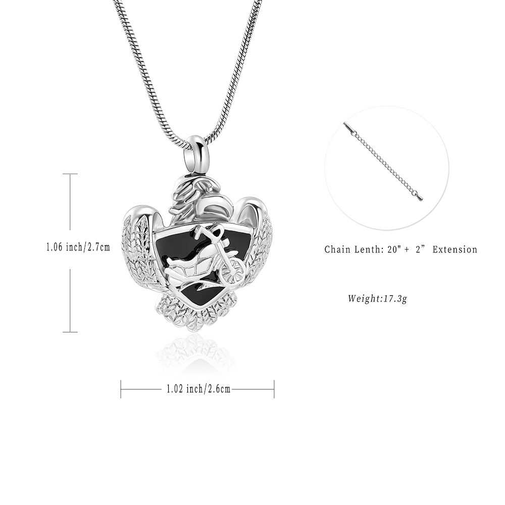 Motorcycle Urn Necklace for Ashes Keepsake Penadant Memorial Cremation Jewelry - Picture 12 of 18