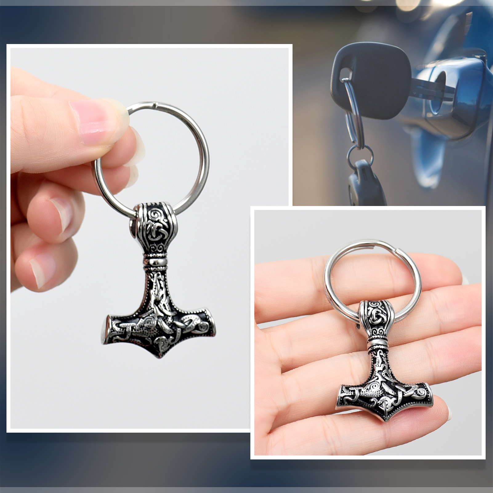 Stainless Steel Viking Hammer Thor Hammer Ash Urn Keychain Memorial Jewelry Gift