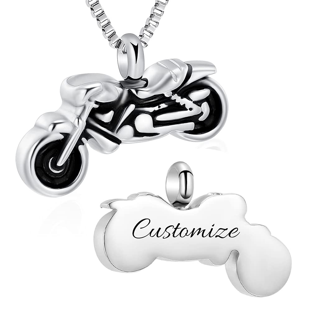 Motorcycle Urn Pendant Memory Necklace for Cremation Ashes Memorial Jewelry